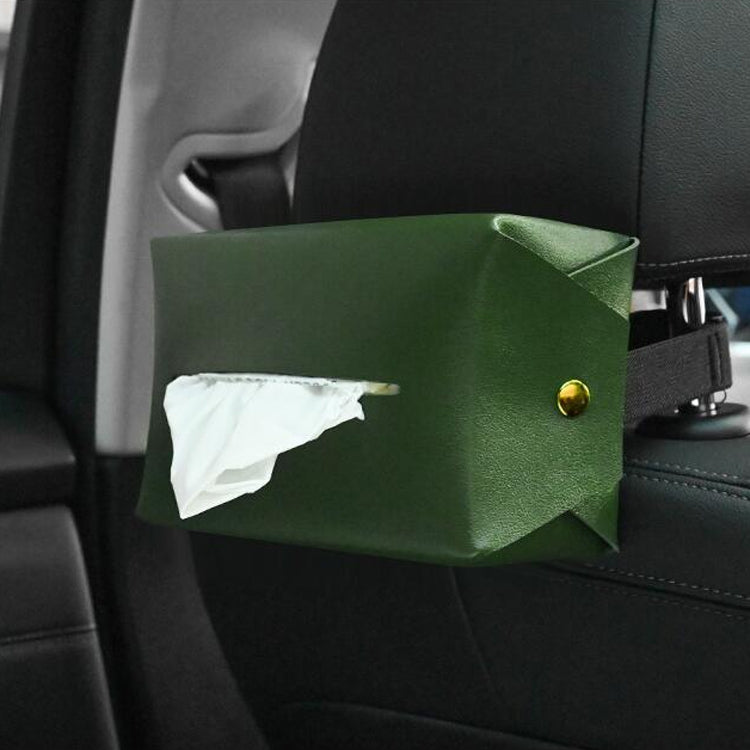 2 PCS Car Leather Tissue Box Home Paper Towel Storage Box(Army Green) - In Car by buy2fix | Online Shopping UK | buy2fix