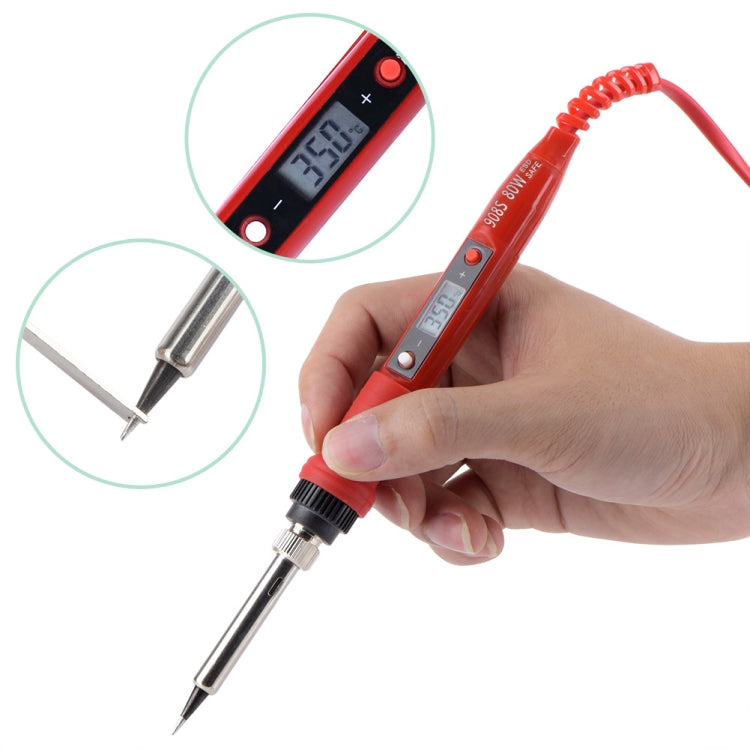 Metallic LCD Temperature Regulating Soldering Iron And Soldering Iron Tip Set Electric Soldering Iron Welding Tool(110V US Plug Bronze Head Red) - Home & Garden by buy2fix | Online Shopping UK | buy2fix