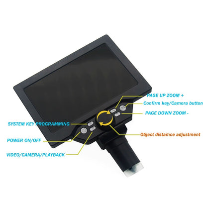 G1200D 7 Inch LCD Screen 1200X Portable Electronic Digital Desktop Stand Microscope(EU Plug Without Battery) - Consumer Electronics by buy2fix | Online Shopping UK | buy2fix