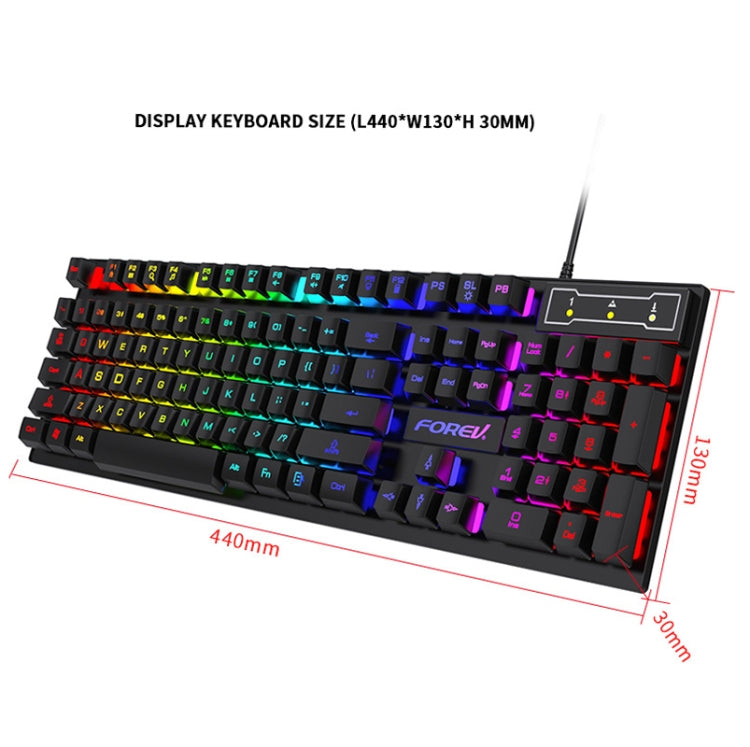 FOREV FV-Q305S Colorful Luminous Wired Spanish Keyboard and Mouse Set(Black) - Wired Keyboard by buy2fix | Online Shopping UK | buy2fix