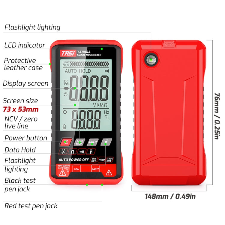 TASI TA804A Auto Digital Intelligent Multimeter OHM NCV Voltage Meter - Digital Multimeter by TASI | Online Shopping UK | buy2fix