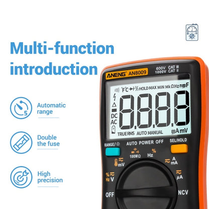 ANENG AN8009 NVC Digital Display Multimeter, Specification: Standard with Cable(Black) - Current & Voltage Tester by ANENG | Online Shopping UK | buy2fix