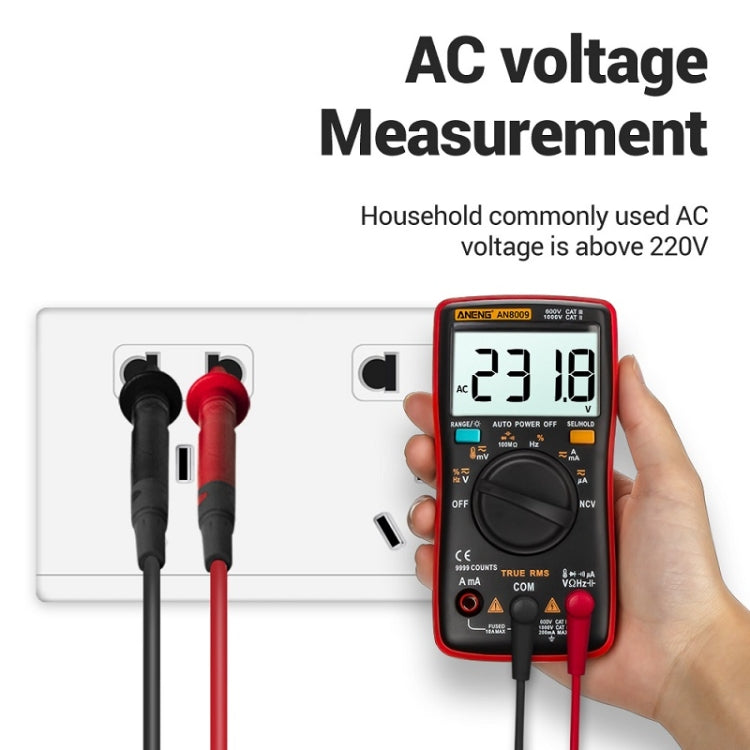 ANENG AN8009 NVC Digital Display Multimeter, Specification: Standard with Cable(Black) - Current & Voltage Tester by ANENG | Online Shopping UK | buy2fix