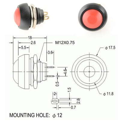 10 PCS Small Waterproof Self-Reset Button Switch(Red) - Consumer Electronics by buy2fix | Online Shopping UK | buy2fix