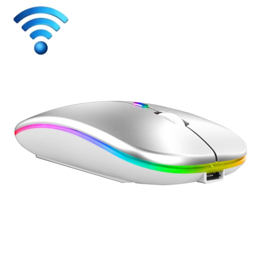 C7002 2400DPI 4 Keys Colorful Luminous Wireless Mouse, Color: 2.4G Silver Gray - Wireless Mice by buy2fix | Online Shopping UK | buy2fix