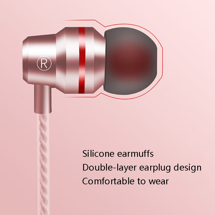 2 PCS TS8 3.5mm In-Ear Metal Wired Control Phone Earphone(Rose Gold) - In Ear Wired Earphone by buy2fix | Online Shopping UK | buy2fix