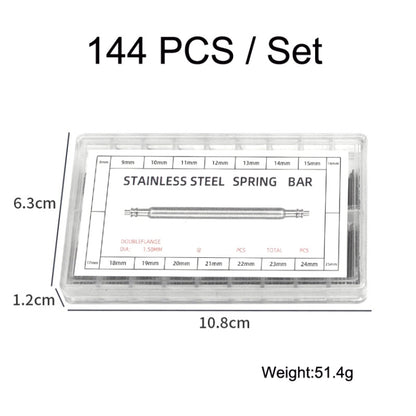 144 PCS / Set 8-25mm Strap Connecting Shaft Stainless Steel Watch Spring Bar - Watch Accessories & Parts by buy2fix | Online Shopping UK | buy2fix