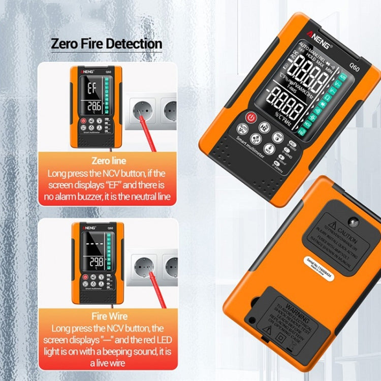 ANENG Automatic Intelligent High Precision Digital Multimeter, Specification: Q60 Intelligent(Orange) - Digital Multimeter by ANENG | Online Shopping UK | buy2fix