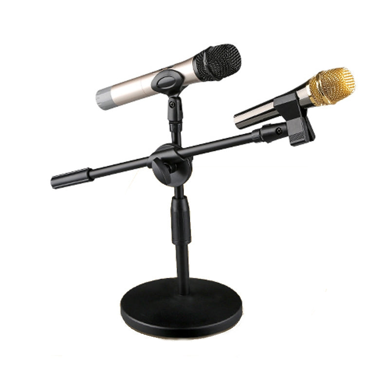 LKT-300 30-65cm Full Metal Disc Base Dual Microphone Stand,Size: 160mm Base - Consumer Electronics by buy2fix | Online Shopping UK | buy2fix