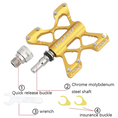 LP LitePro K5 Folding Bkie Aluminum Alloy Bearin Pedals(Golden) - Outdoor & Sports by LP LitePro | Online Shopping UK | buy2fix