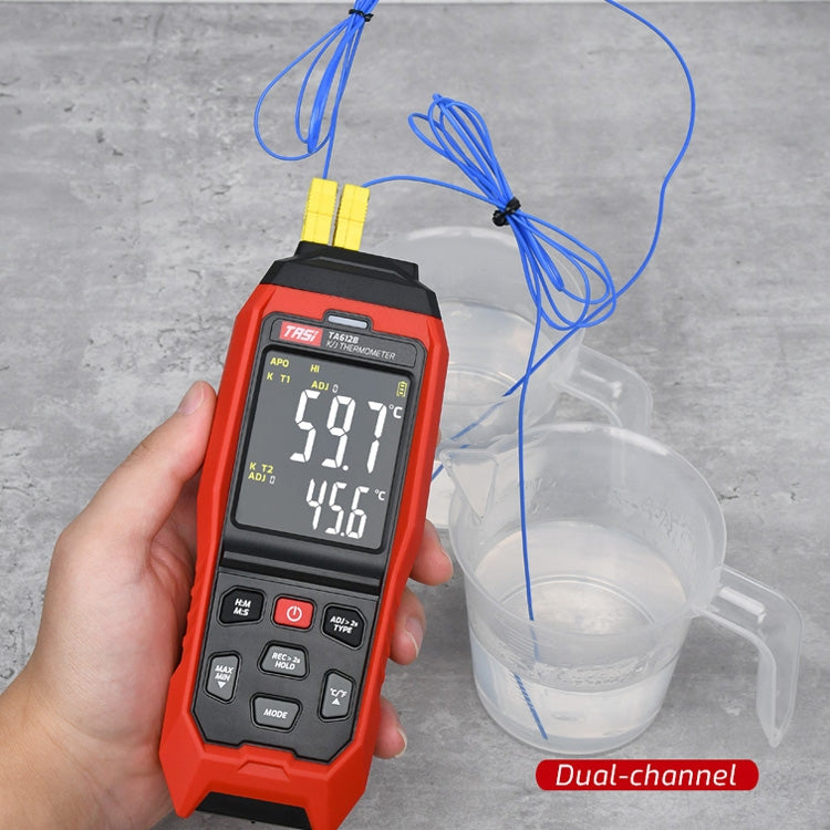 TASI Contact Temperature Meter K-Type Thermocouple Probe Thermometer, Style: TA612B Dual Channels - Thermostat & Thermometer by TASI | Online Shopping UK | buy2fix