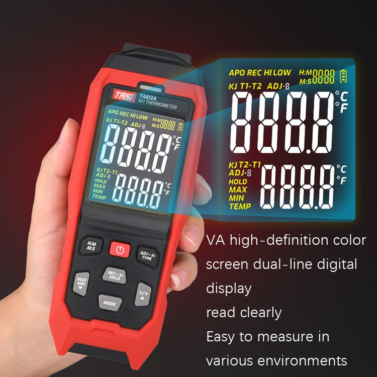 TASI Contact Temperature Meter K-Type Thermocouple Probe Thermometer, Style: TA612B Dual Channels - Thermostat & Thermometer by TASI | Online Shopping UK | buy2fix