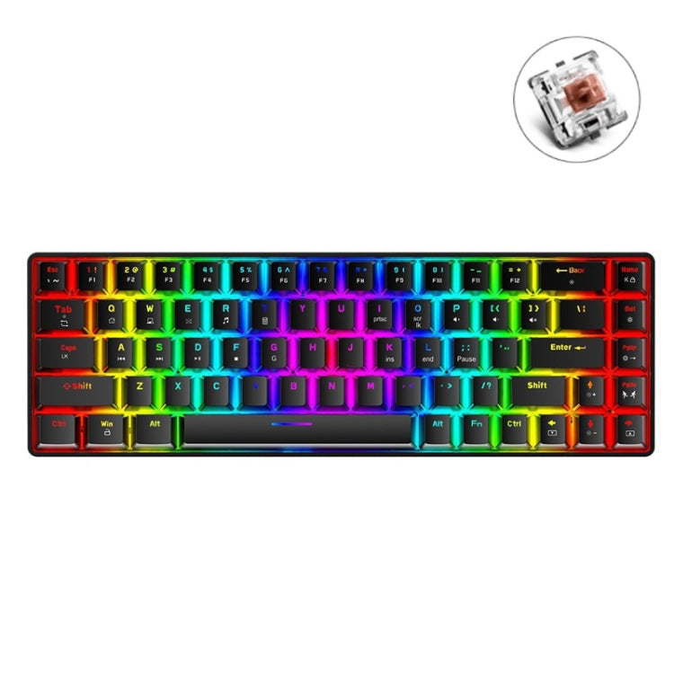 ZIYOU LANG T8 68 Keys RGB Luminous Gaming Mechanical Keyboard, Cable Length:1.6m(Black Tea Shaft) - Wired Keyboard by ZIYOU LANG | Online Shopping UK | buy2fix