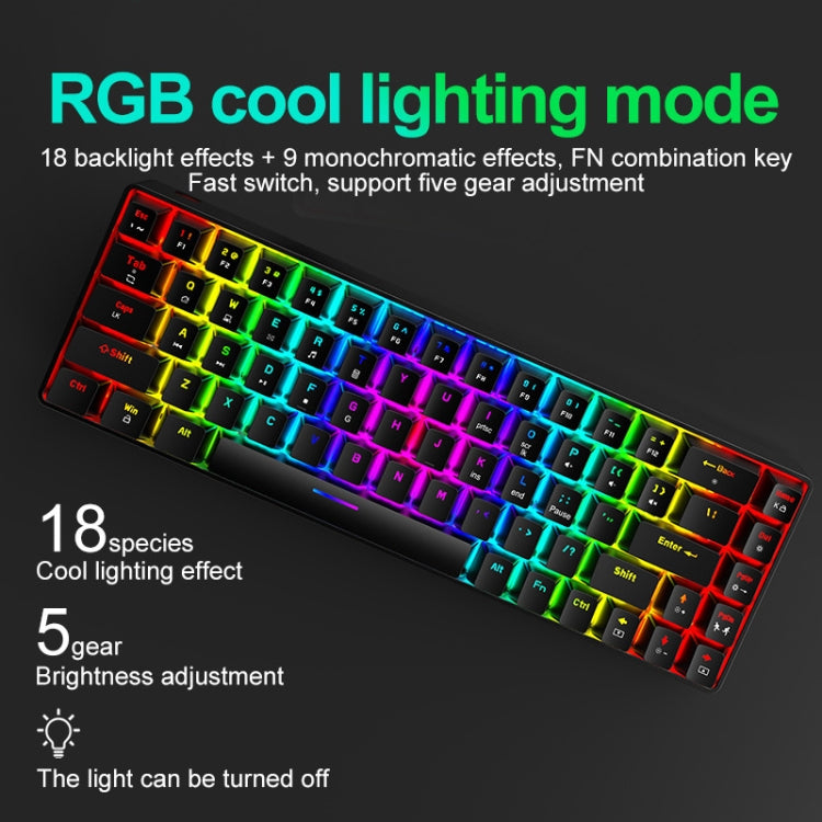 ZIYOU LANG T8 68 Keys RGB Luminous Gaming Mechanical Keyboard, Cable Length:1.6m(Black Tea Shaft) - Wired Keyboard by ZIYOU LANG | Online Shopping UK | buy2fix