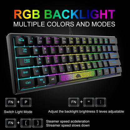 ZIYOU LANG K61 62 Keys RGB Lighting Mini Gaming Wired Keyboard, Cable Length:1.5m(Black) - Wired Keyboard by ZIYOU LANG | Online Shopping UK | buy2fix