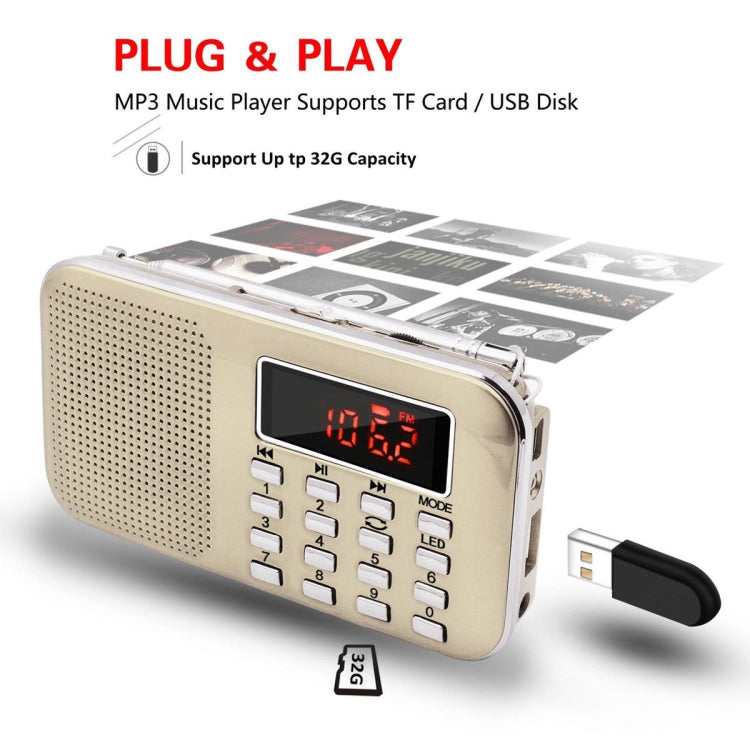 L-218AM  MP3 Radio Speaker Player Support TF Card USB with LED Flashlight Function(Red) - Consumer Electronics by buy2fix | Online Shopping UK | buy2fix