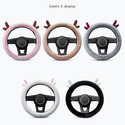 Antler Thick Plush Steering Wheel Cover, Style: D Type (Pink) - In Car by buy2fix | Online Shopping UK | buy2fix