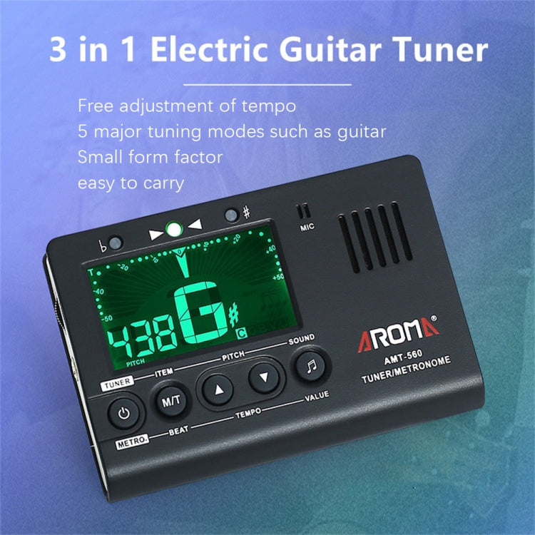 ROM Electronic Metronome Rhythm Acoustic Guitar Tuner(AMT-560) - Stringed Instruments by buy2fix | Online Shopping UK | buy2fix