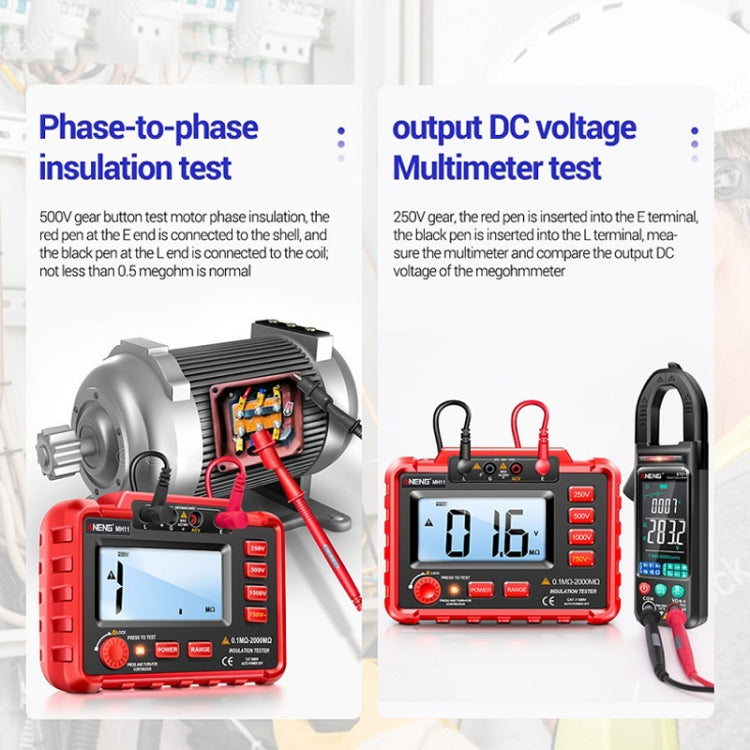 ANENG MH11 High Voltage Digital Insulation Resistance Voltage Tester(Red) - Current & Voltage Tester by ANENG | Online Shopping UK | buy2fix
