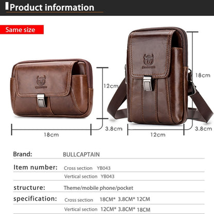 BULL CAPTAIN Multifunctional Leather Mobile Phone Small Waist Bag For Men(Horizontal Brown) - Home & Garden by BULL CAPTAIN | Online Shopping UK | buy2fix