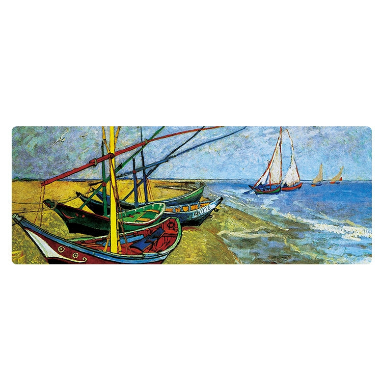 300x800x2mm Locked Am002 Large Oil Painting Desk Rubber Mouse Pad(Seaside Boat) - Mouse Pads by buy2fix | Online Shopping UK | buy2fix