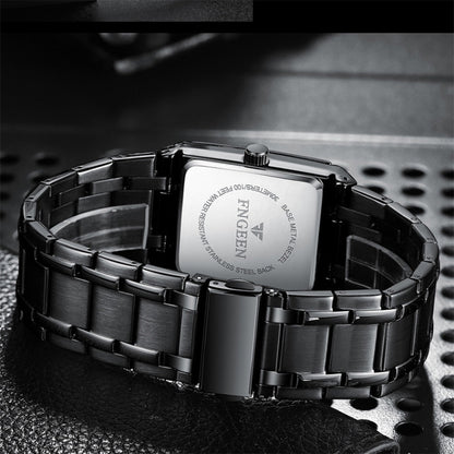 FNGEEN 3627 Waterproof Calendar Men Square Watch(Black Belt Rose Shell Black Surface) - Alloy Watches by FNGEEN | Online Shopping UK | buy2fix