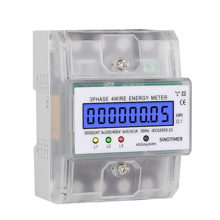 SINOTIMER Three-Phase Backlight Display Electricity Meter 5-100A 400V(DDS024T Transparent Shell) - Consumer Electronics by SINOTIMER | Online Shopping UK | buy2fix