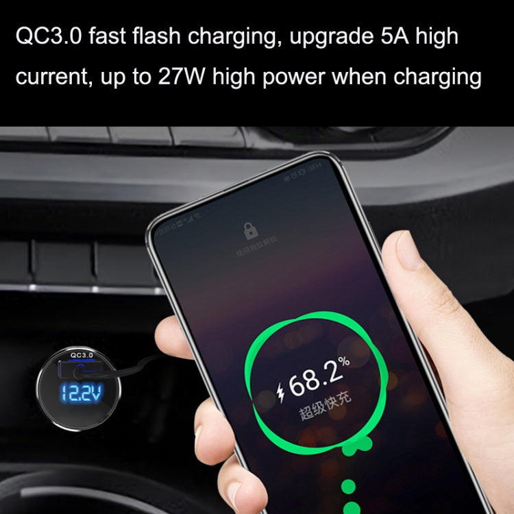 2PCS JY-032 USB Plug Digital Display Fast Charge Car Charger, Style: 3.5A + QC3.0(Mini Left Bend) - In Car by buy2fix | Online Shopping UK | buy2fix