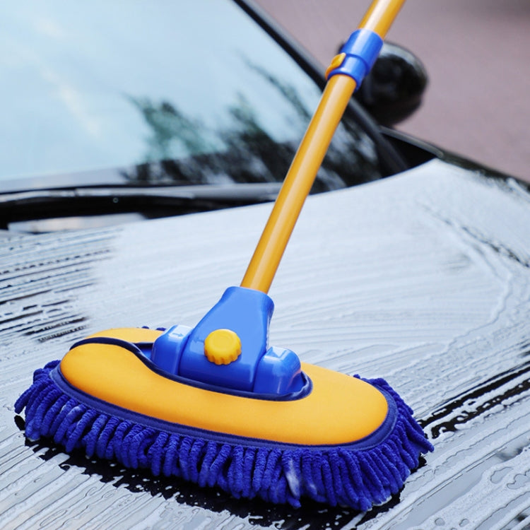 Retractable Curved Rod Soft Fur Car Wash Mop(Yellow Blue) - In Car by buy2fix | Online Shopping UK | buy2fix