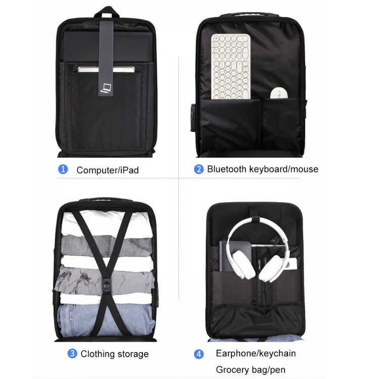 Hard Shell Backpack Alloy Frame Anti-Theft Computer Bag For Men, Color: 8001 Black - Backpack by buy2fix | Online Shopping UK | buy2fix