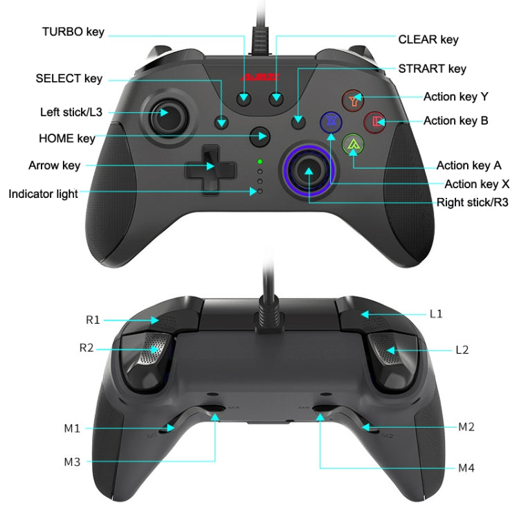 Ajazz AG110 Wired Vibration Sensing Gamepad For Xbox, Cable Length: 2m(Black) - Gamepad by Ajazz | Online Shopping UK | buy2fix