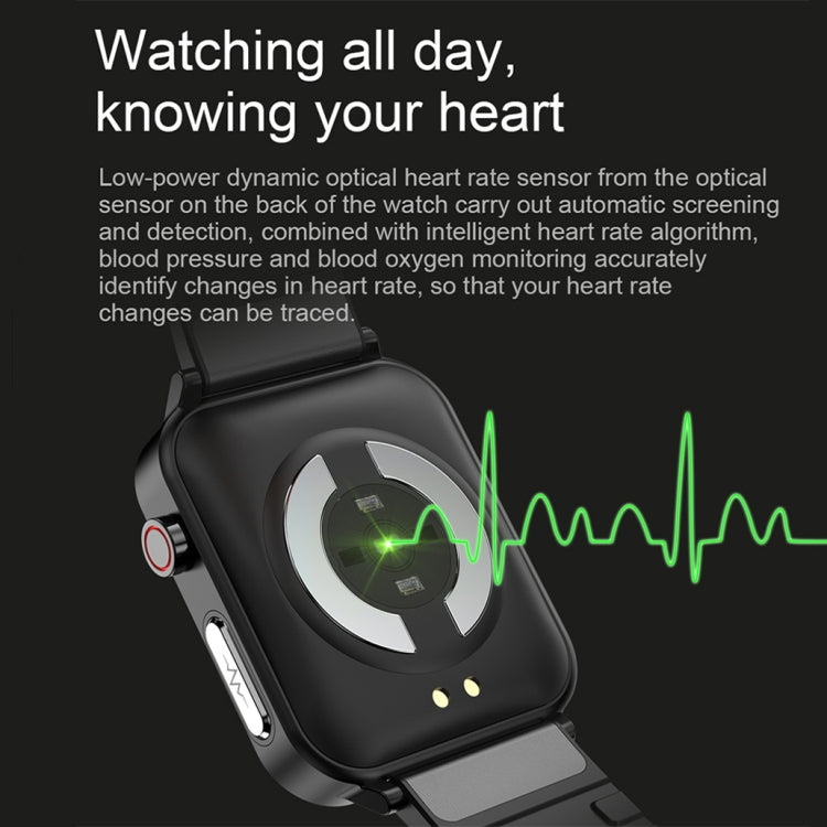 LOANIY E86 1.7 Inch Heart Rate Monitoring Smart Bluetooth Watch, Color: Black Steel - Smart Wear by LOANIY | Online Shopping UK | buy2fix