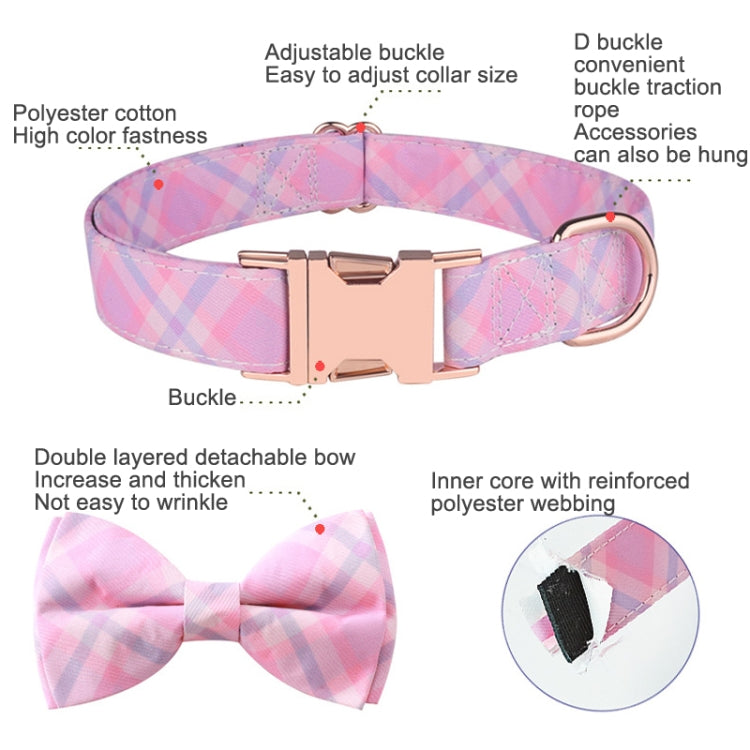 Rose Gold Buckle Pet Detachable Bow Collar, Size: XL 2.5x43-70cm(Blue Bellland) - Home & Garden by buy2fix | Online Shopping UK | buy2fix