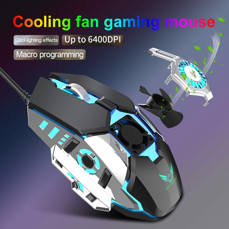 Zerodate G22 6 Keys Fan Cooled RGB Lighted Gaming Mice, Cable Length: 1.5m(Black) - Wired Mice by Zerodate | Online Shopping UK | buy2fix