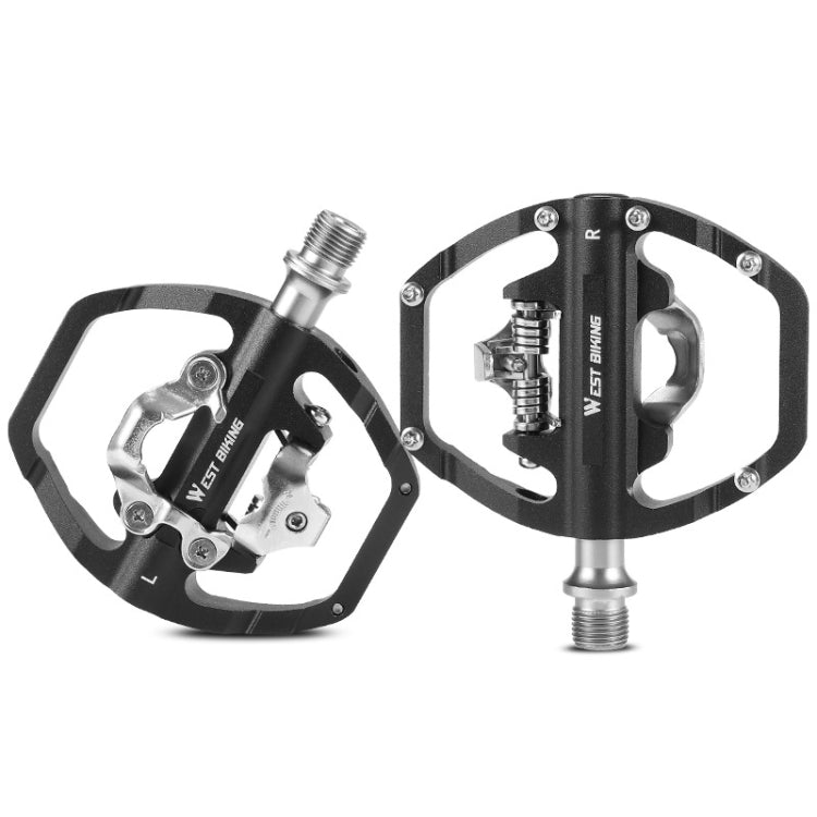 WEST BIKING Mountain Bike Dual-purpose Self-locking Aluminum Alloy Pedals(Black) - Outdoor & Sports by WEST BIKING | Online Shopping UK | buy2fix