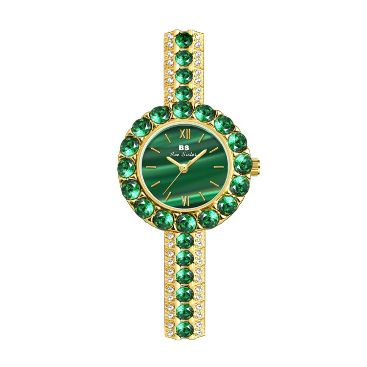 BS Bee Sister FA1698 Ladies Simple Temperament Retro Malachite Texture Small Green Watch(Gold) - Alloy Watches by BS Bee Sister | Online Shopping UK | buy2fix