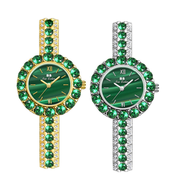 BS Bee Sister FA1698 Ladies Simple Temperament Retro Malachite Texture Small Green Watch(Gold) - Alloy Watches by BS Bee Sister | Online Shopping UK | buy2fix