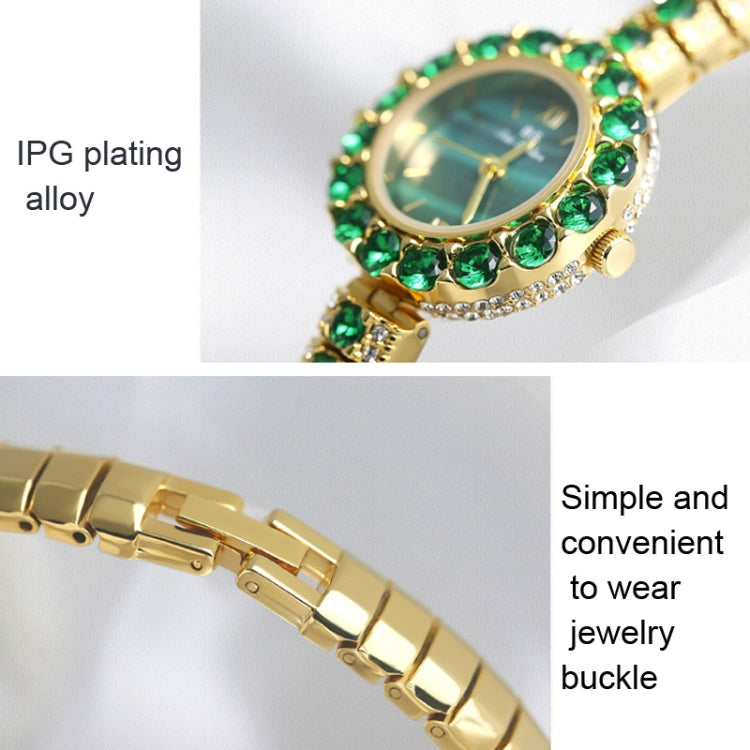 BS Bee Sister FA1698 Ladies Simple Temperament Retro Malachite Texture Small Green Watch(Gold) - Alloy Watches by BS Bee Sister | Online Shopping UK | buy2fix