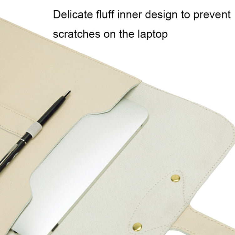 S177 3 In 1 Leather Waterproof Laptop Liner Bags, Size: 14 inches(Light Yellow) - 14.1 inch by buy2fix | Online Shopping UK | buy2fix