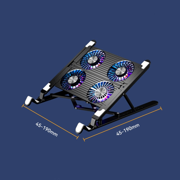 Laptop Radiator Bracket Folding Storage Air-cooled Cooling Base,Style: Four Fan - Computer & Networking by buy2fix | Online Shopping UK | buy2fix