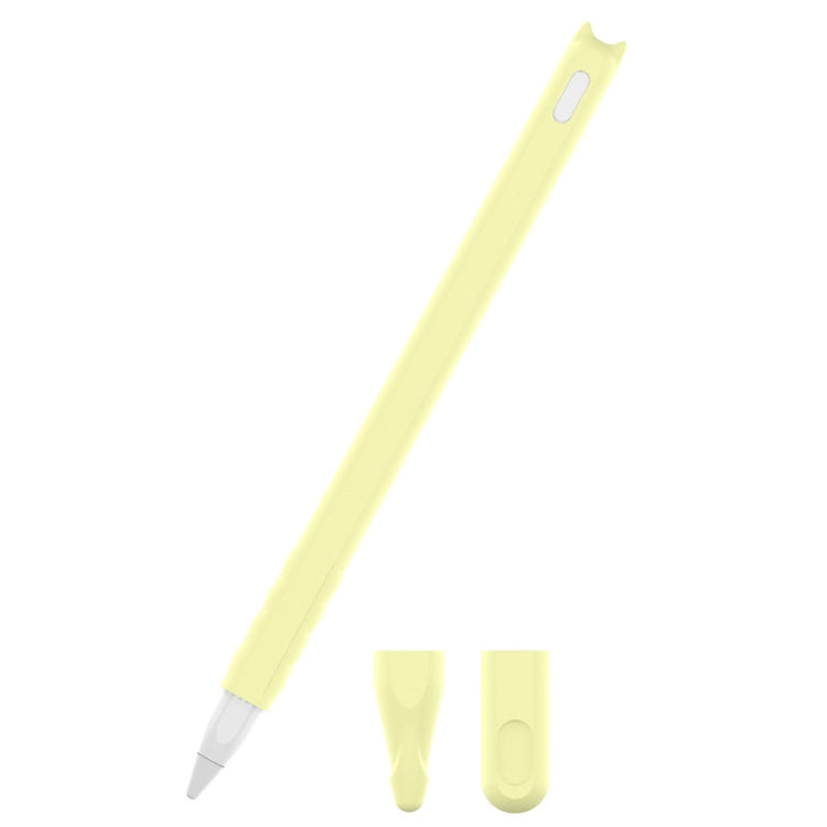 2 PCS Cartoon Touch Silicone Pen Case For Apple Pencil 2(Light Yellow) - Pencil Accessories by buy2fix | Online Shopping UK | buy2fix