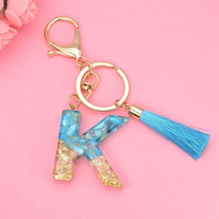 2 PCS English Alphabet Epoxy Tassel Keychain Bag Pendant(K) - In Car by buy2fix | Online Shopping UK | buy2fix