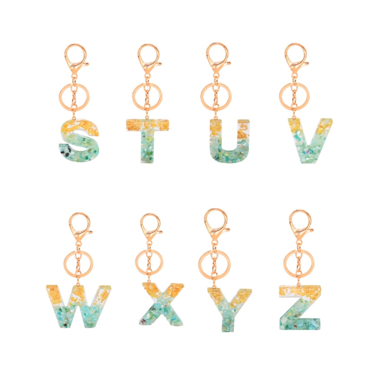 2 PCS Gold Foil Epoxy English Letter Keychain Bag Pendant(T) - In Car by buy2fix | Online Shopping UK | buy2fix