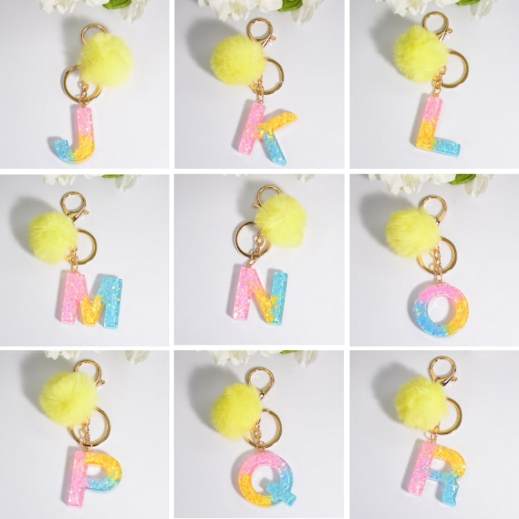 2 PCS Crystal Epoxy Rainbow Color Keychain Hair Ball Ladies Bag Pendant(J) - In Car by buy2fix | Online Shopping UK | buy2fix