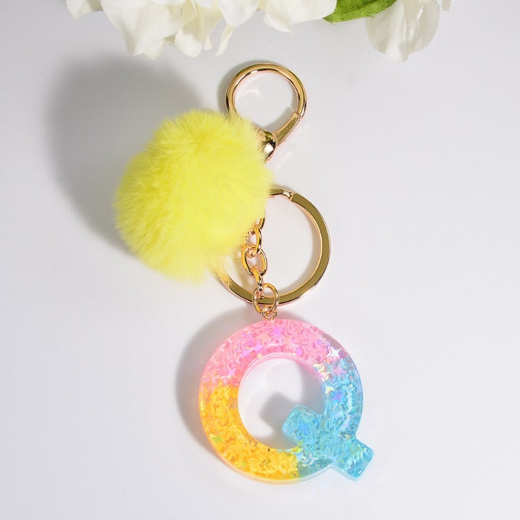 2 PCS Crystal Epoxy Rainbow Color Keychain Hair Ball Ladies Bag Pendant(Q) - In Car by buy2fix | Online Shopping UK | buy2fix