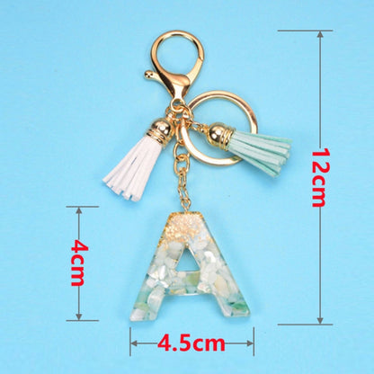 2 PCS Gold Foil English Letter Tassel Keychain Bag Decoration Pendant(H) - In Car by buy2fix | Online Shopping UK | buy2fix