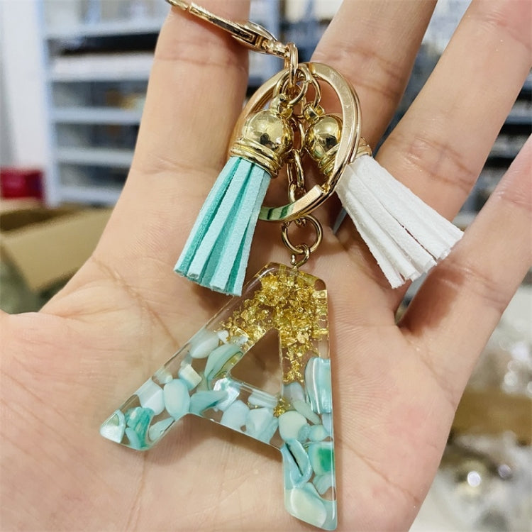 2 PCS Gold Foil English Letter Tassel Keychain Bag Decoration Pendant(H) - In Car by buy2fix | Online Shopping UK | buy2fix