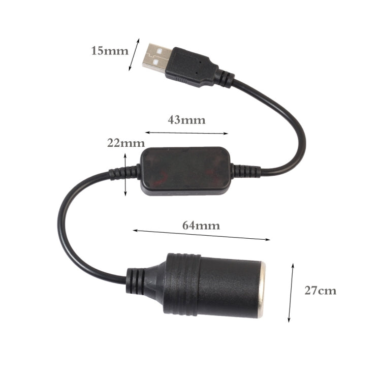 2 PCS Car USB to Cigarette Lighter Socket 5V to 12V Boost Power Adapter Cable, Model: 35cm - In Car by buy2fix | Online Shopping UK | buy2fix