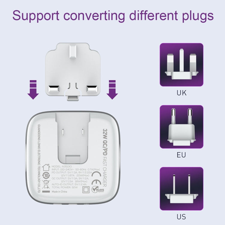 LDNIO A3513Q 32W QC3.0 3 USB Ports Phone Adapter US Plug with Micro USB Cable - USB Charger by LDNIO | Online Shopping UK | buy2fix