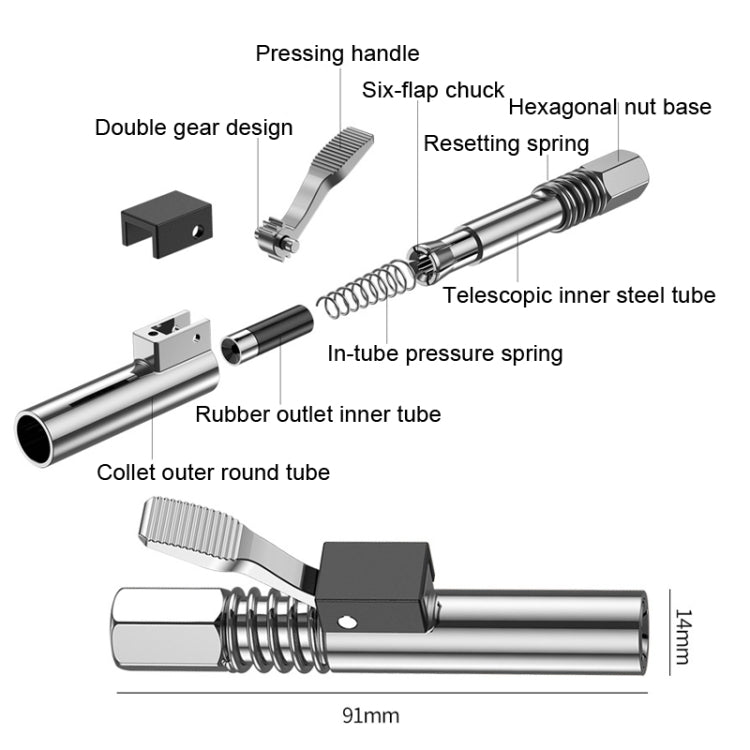 PC002 Lock Clamp Type High Pressure Grease Nozzle, Style: Butter Mouth+80cm Hose - In Car by buy2fix | Online Shopping UK | buy2fix